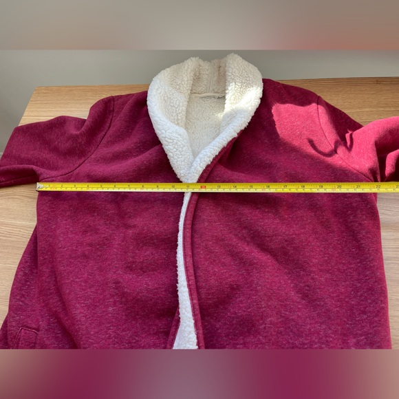 LL Bean Womens M Sherpa Lined Cozy Lounge Cardigan 505470 Shawl Collar Pockets - Picture 8 of 9